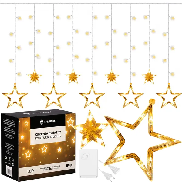 Springos zvaigžņu aizkars 138 LED CL4133